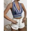 imageSHENHE Womens Striped Halter Tie Back Sleeveless Backless Knitted Crop TopPurple a