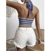imageSHENHE Womens Striped Halter Tie Back Sleeveless Backless Knitted Crop TopPurple a