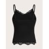 imageSHENHE Womens Y2K Lace Tank Tops Summer Coquette Bow Sleeveless Spaghetti Strap Lounge Cute Cami Crop TopsBlack
