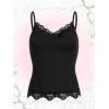 imageSHENHE Womens Y2K Lace Tank Tops Summer Coquette Bow Sleeveless Spaghetti Strap Lounge Cute Cami Crop TopsBlack