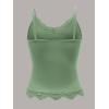 imageSHENHE Womens Y2K Lace Tank Tops Summer Coquette Bow Sleeveless Spaghetti Strap Lounge Cute Cami Crop TopsGreen