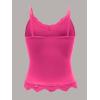 imageSHENHE Womens Y2K Lace Tank Tops Summer Coquette Bow Sleeveless Spaghetti Strap Lounge Cute Cami Crop TopsHot Pink