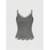 imageSHENHE Womens Y2K Lace Tank Tops Summer Coquette Bow Sleeveless Spaghetti Strap Lounge Cute Cami Crop TopsLight Grey