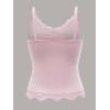 imageSHENHE Womens Y2K Lace Tank Tops Summer Coquette Bow Sleeveless Spaghetti Strap Lounge Cute Cami Crop TopsLight Pink