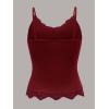 imageSHENHE Womens Y2K Lace Tank Tops Summer Coquette Bow Sleeveless Spaghetti Strap Lounge Cute Cami Crop TopsRed