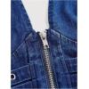 imageSHENHE Womens Y2k Denim Crop Top Deep V Zip Up Belted Halter Top Sexy Backless Asymmetrical Jean CorsetDark Wash