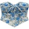 imageSHENHE Womens Floral Strapless Tube Top Sexy Mesh Sleeveless Boho Knot Front Bandeau Crop TopsBlue