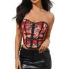 imageSHENHE Womens Graphic Overbust Strapless Corset Bustier Top Sexy Y2k Eyelet Cropped Beandeau TopRed Black