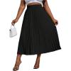 imageSHENHE Womens Plus Size High Waisted Pleated Skirt Flowy A Line Casual Midi SkirtBlack