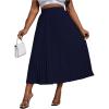 imageSHENHE Womens Plus Size High Waisted Pleated Skirt Flowy A Line Casual Midi SkirtDark Blue