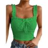 imageSHENHE Womens Spaghetti Strap Eyelet Embroidery Summer Sleeveless Crop Tank Cute TopGreen
