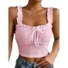 imageSHENHE Womens Spaghetti Strap Eyelet Embroidery Summer Sleeveless Crop Tank Cute TopLight Pink