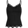 imageSHENHE Womens Y2K Lace Tank Tops Summer Coquette Bow Sleeveless Spaghetti Strap Lounge Cute Cami Crop TopsBlack