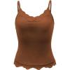 imageSHENHE Womens Y2K Lace Tank Tops Summer Coquette Bow Sleeveless Spaghetti Strap Lounge Cute Cami Crop TopsBrown