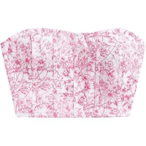 imageSHENHE Womens Casual Ditsy Floral Print Sleeveless Strapless Bandeau Tube Crop TopHot Pink