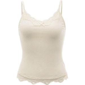 imageSHENHE Womens Y2K Lace Tank Tops Summer Coquette Bow Sleeveless Spaghetti Strap Lounge Cute Cami Crop TopsApricot