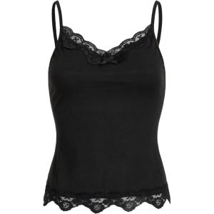 imageSHENHE Womens Y2K Lace Tank Tops Summer Coquette Bow Sleeveless Spaghetti Strap Lounge Cute Cami Crop TopsBlack