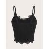 imageSHENHE Womens Butterfly Skull Print Contrast Lace Spaghetti Strap Sleeveless Cami Tank Crop TopsBlack and White