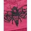 imageSHENHE Womens Butterfly Skull Print Contrast Lace Spaghetti Strap Sleeveless Cami Tank Crop TopsHot Pink