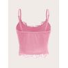 imageSHENHE Womens Butterfly Skull Print Contrast Lace Spaghetti Strap Sleeveless Cami Tank Crop TopsLight Pink