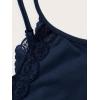 imageSHENHE Womens Butterfly Skull Print Contrast Lace Spaghetti Strap Sleeveless Cami Tank Crop TopsNavy Blue