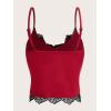 imageSHENHE Womens Butterfly Skull Print Contrast Lace Spaghetti Strap Sleeveless Cami Tank Crop TopsRed Skull
