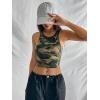 imageSHENHE Womens Crew Neck Camo Print Sleeveless Fitted Grapic Crop Tank Summer TopsArmy Green
