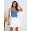 imageSHENHE Womens Denim Tops Y2K Halter Button Up Strapless Jean Vest Western Going Out Crop TopLight Wash