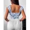 imageSHENHE Womens Floral Wide Strap Ruched Square Neck Cute Fitted Boho Crop Tank TopMulticolor