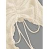 imageSHENHE Womens Halter Neck Ruched Drawstring Lettuce Trim Asymmetrical Cute Crop TopApricot
