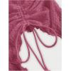 imageSHENHE Womens Halter Neck Ruched Drawstring Lettuce Trim Asymmetrical Cute Crop TopHot Pink