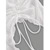 imageSHENHE Womens Halter Neck Ruched Drawstring Lettuce Trim Asymmetrical Cute Crop TopWhite