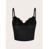 imageSHENHE Womens Kawaii Contrast Lace Cami Top Spaghetti Strap Sleeveless Cami Tank Crop TopsBlack