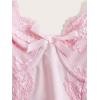 imageSHENHE Womens Kawaii Contrast Lace Cami Top Spaghetti Strap Sleeveless Cami Tank Crop TopsBow Front Pink