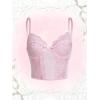 imageSHENHE Womens Kawaii Contrast Lace Cami Top Spaghetti Strap Sleeveless Cami Tank Crop TopsBow Front Pink
