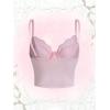 imageSHENHE Womens Kawaii Contrast Lace Cami Top Spaghetti Strap Sleeveless Cami Tank Crop TopsBow Front Pink