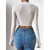 imageSHENHE Womens Lace Top Sheer Mesh Long Sleeve Asymmetrical Hem Sexy T Shirt Bustier Crop TopsWhite