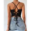 imageSHENHE Womens Lace Up Tie Back Sleeveless Crop Top Textured Sexy Fitted Halter TopBlack