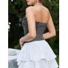 imageSHENHE Womens Strapless Button Up Shirred Raw Hem Sexy Fitted Crop Denim Tube TopLight Grey