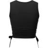 imageSHENHE Womens Summer Ruched Sleeveless Hands Print Crewneck Drawstring Tank Crop TopsBlack