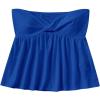 imageSHENHE Womens Twist Front Eyelet Embroidery Ruffle Hem Tube Top Boho Bandeau TopDark Blue
