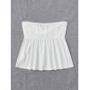 imageSHENHE Womens Twist Front Eyelet Embroidery Ruffle Hem Tube Top Boho Bandeau TopWhite