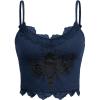 imageSHENHE Womens Butterfly Skull Print Contrast Lace Spaghetti Strap Sleeveless Cami Tank Crop TopsNavy Blue