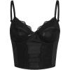 imageSHENHE Womens Kawaii Contrast Lace Cami Top Spaghetti Strap Sleeveless Cami Tank Crop TopsBlack