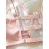 imageSHENHE Womens PU Leather Underwired Bra Contrast Mesh Hollow Out Longline BraLight Pink