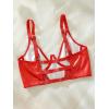 imageSHENHE Womens PU Leather Underwired Bra Contrast Mesh Hollow Out Longline BraRed