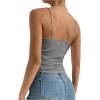imageSHENHE Womens Ruched Cowl Neck Sleeveless Spaghetti Strap Backless Cami Crop TopsGrey