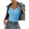 imageSHENHE Womens Ruched Cowl Neck Sleeveless Spaghetti Strap Backless Cami Crop TopsLight Blue