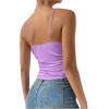 imageSHENHE Womens Ruched Cowl Neck Sleeveless Spaghetti Strap Backless Cami Crop TopsMauve Purple