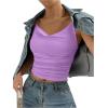 imageSHENHE Womens Ruched Cowl Neck Sleeveless Spaghetti Strap Backless Cami Crop TopsMauve Purple